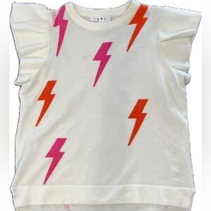 THML Lightning Bolt Flutter Sleeve Sweater XS Pink Orange
